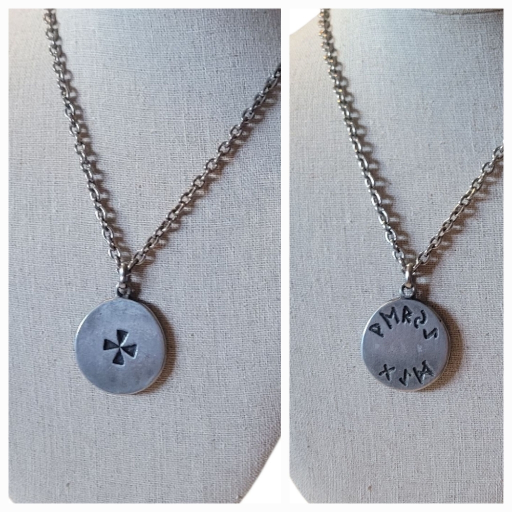 Norse Silver Pendant Necklace with Cross Design